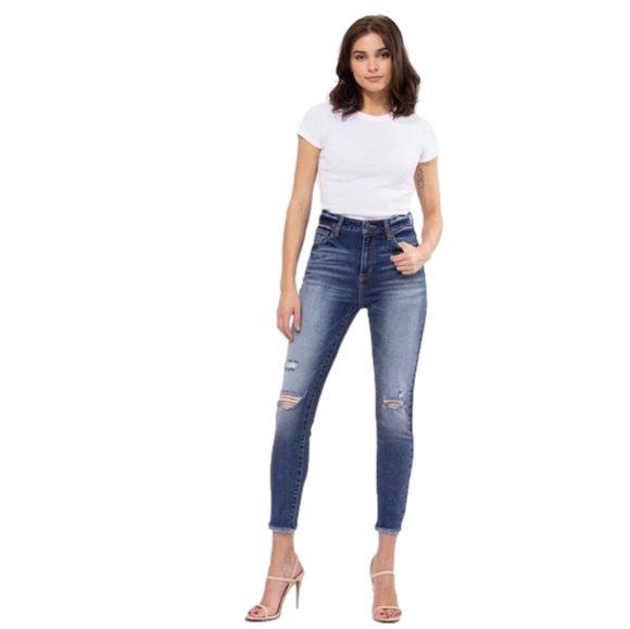 Cello Denim - CELLO HIGH RISE DISTRESS CROP JEANS